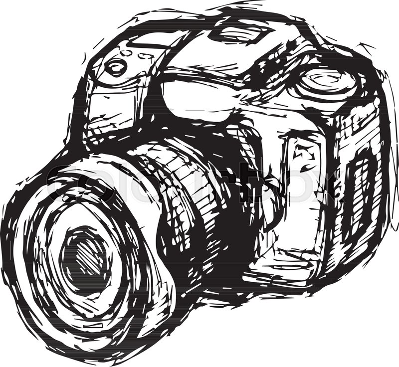 800x736 Hand Drawn Illustration Sketch Of Dslr Photo Camera Stock Vector - Dslr Camera Sketch