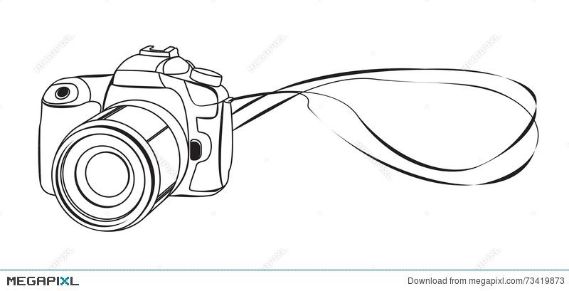 800x409 Sketch Of Dslr Camera Vector Illustration 73419873 - Dslr Camera Sketch