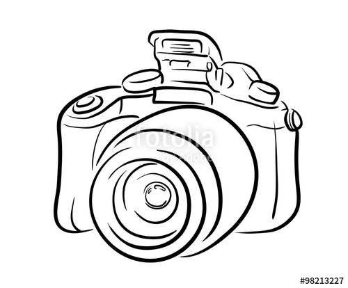 500x414 Dslr Camera Line Art, A Hand Drawn Vector Line Art Illustration Of - Dslr Sketch