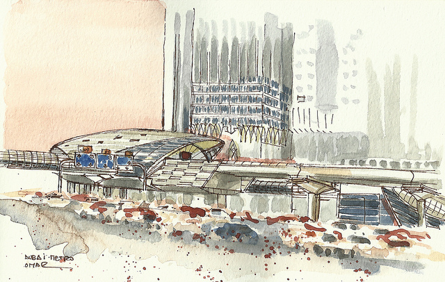 640x406 Dubai Metro Station Urban Sketchers - Dubai Sketch