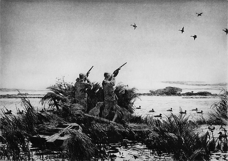 747x529 Kramer Fine Art The Duck Blind - Duck Hunting Sketch