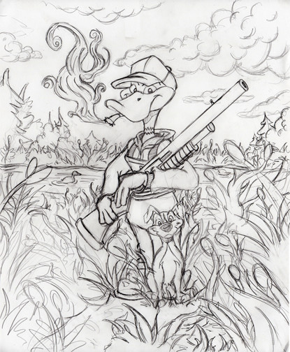 415x504 Artstation - Duck Hunting Sketch