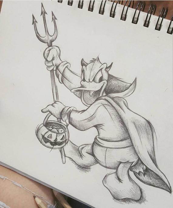 570x685 Donald Duck Pencil Sketch Etsy - Duck Pencil Sketch