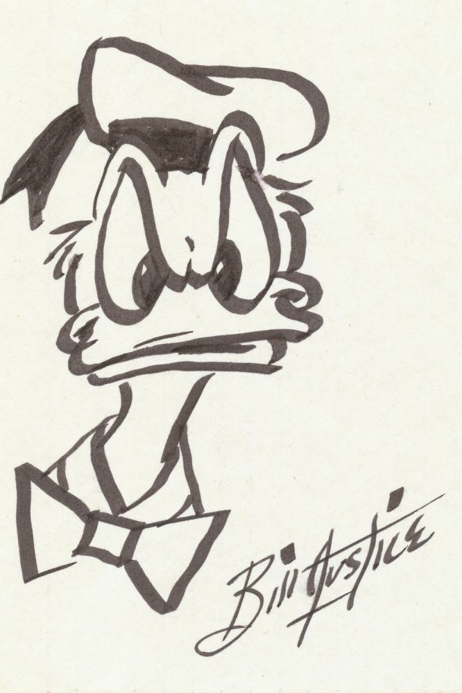 666x1000 Bill Justice Two Original Signed Sketches, One Of Donald Duck - Duck Sketch