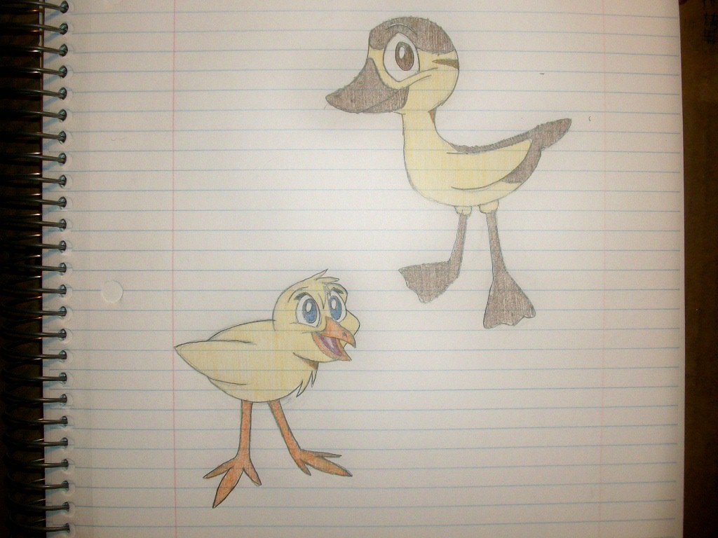 1024x768 Ena The Chick And Quacky The Duckling [Sketch] By Scamp4553 On - Duckling Sketch