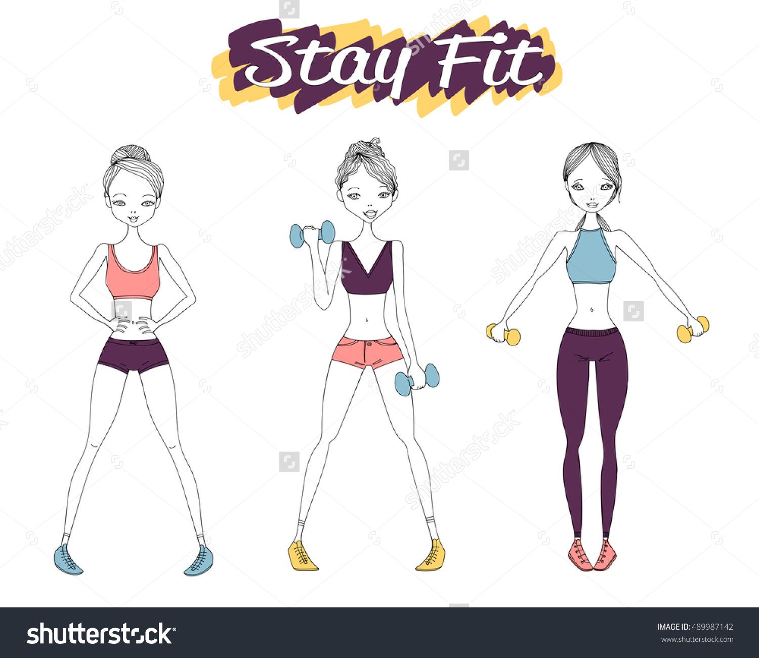 1500x1300 Sketch Stay Fit Vector Fitness People Set Illustration With - Dumbbells Sketch