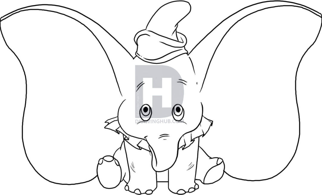 1080x655 How To Draw Dumbo, Step By Step, Drawing Guide, By Darkonator - Dumbo Sketch