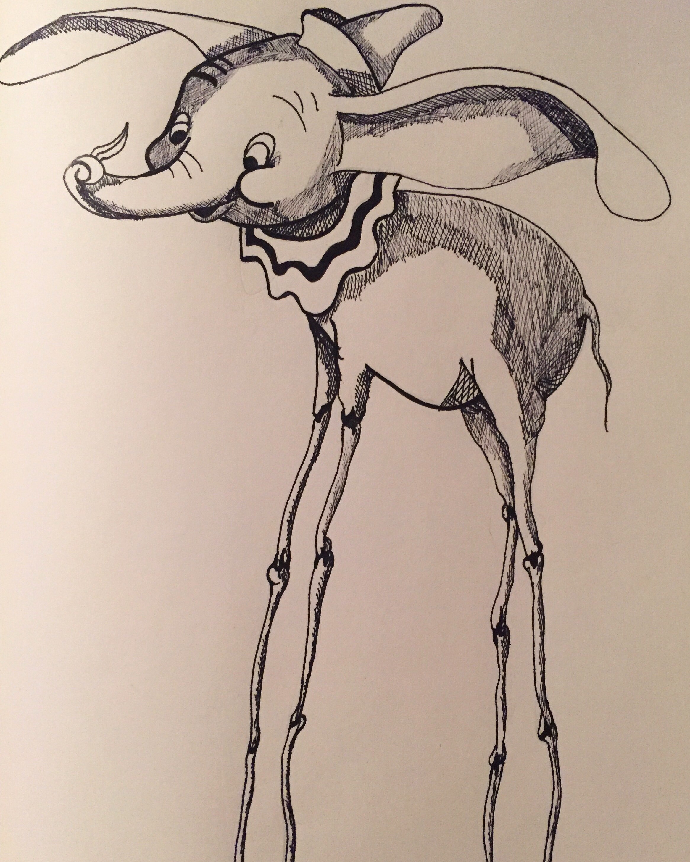 2332x2914 Dumbo With A Dali Twist Amanda Meys - Dumbo Sketch Art