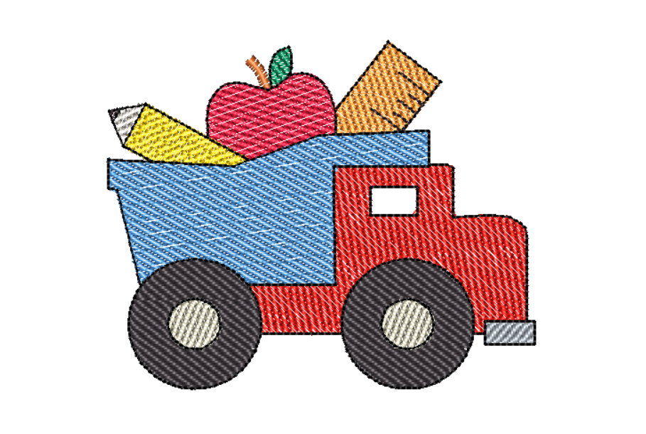 909x610 Dump Truck School Filled Sketch Embroidery Design Hug A Bug Applique - Dump Truck Sketch