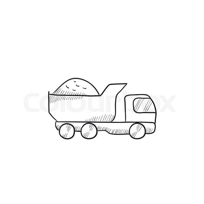 800x800 Dump Truck Vector Sketch Icon Isolated On Background. Hand Drawn - Dump Truck Sketch