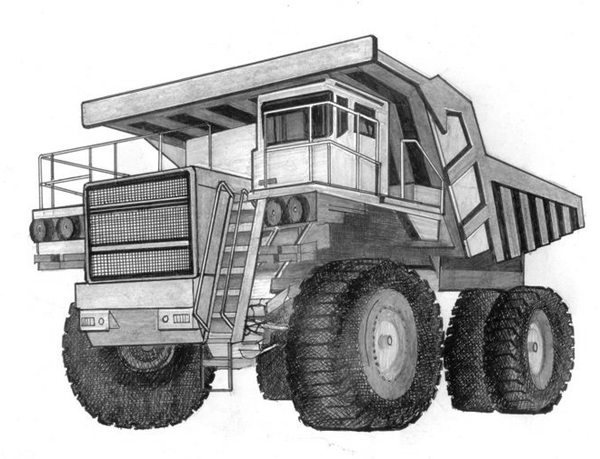 600x459 Pencil Sketch - Dump Truck Sketch
