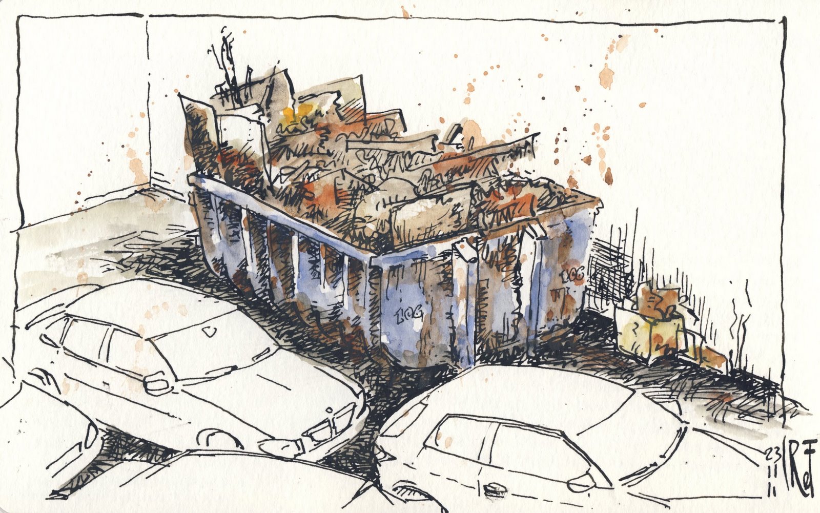 1600x1001 Rene Fijten Sketches Dumpster - Dumpster Sketch