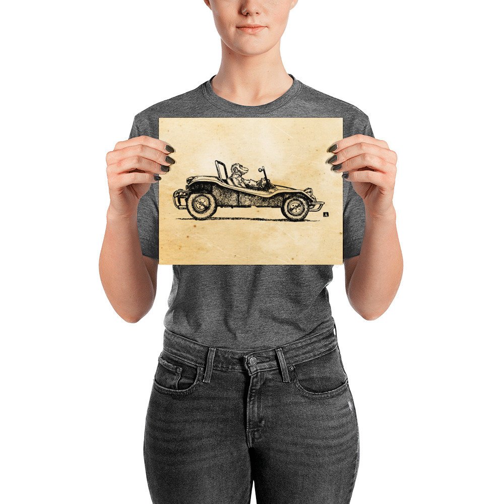 1000x1000 Killerbeemoto Pen And Ink Sketch Of Chimpanzee Monkey Driving A - Dune Buggy Sketch