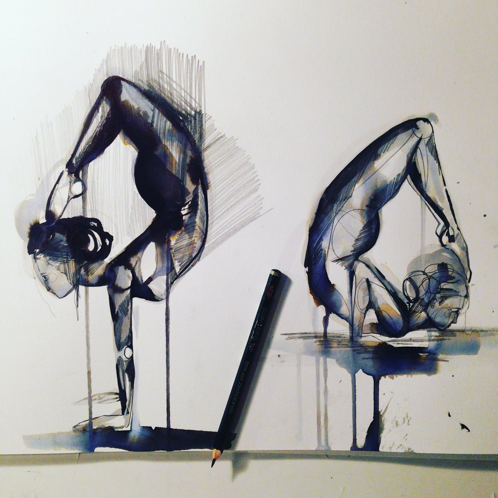 1000x1000 Yoga Diaries Drawing. Design. Illustration - Duo Sketch