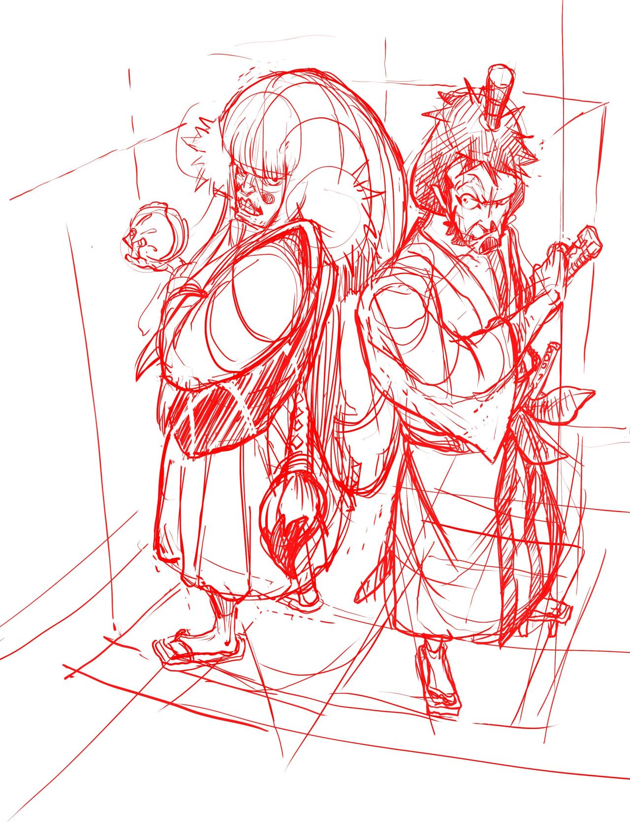 1280x1668 D For Duke Of Flies A Rough Sketch Of The Samurai Duo From One - Duo Sketch