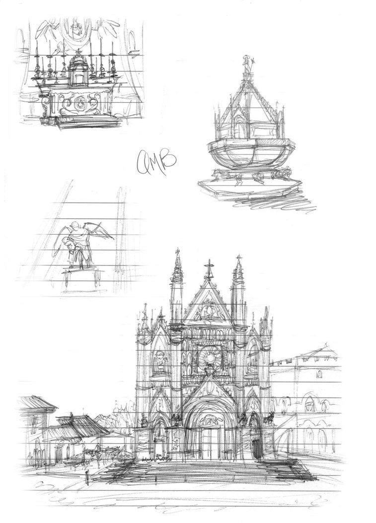 757x1054 Duomo Sketches By Whitewings - Duomo Sketch