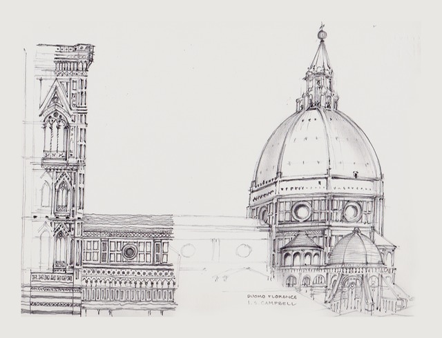 640x490 Florence Elevations Of Campanile And Duomo The Architectural - Duomo Sketch