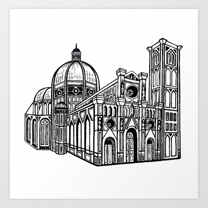 700x700 Florence Duomo Drawing Art Print By Aimeelaurie Society6 - Duomo Sketch