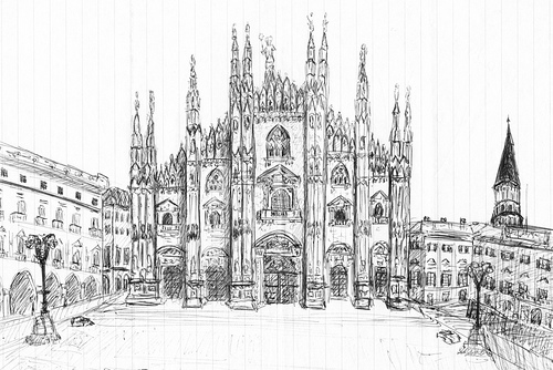 500x334 Milano Duomo - Duomo Sketch