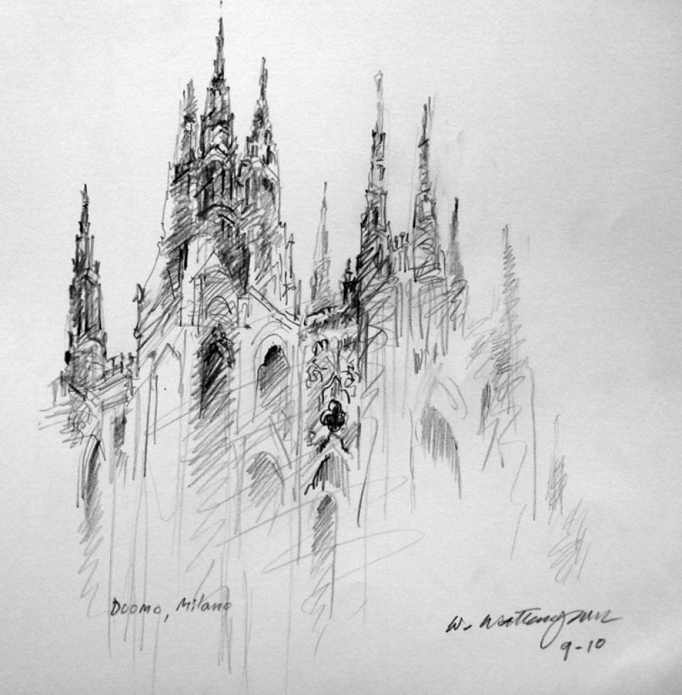 960x978 Milano Duomo Wattana Art - Duomo Sketch