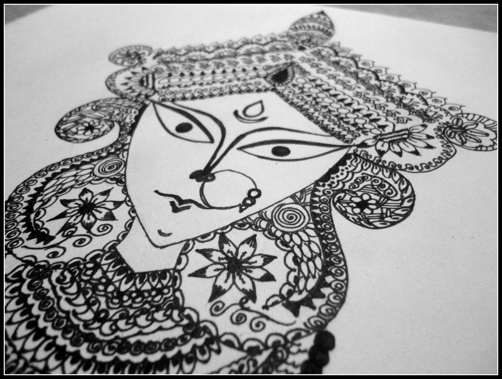 1600x1208 Durga Maa Sketch Studio - Durga Sketch