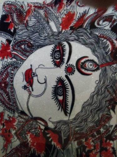 375x500 Durga Sketch Drawing By Kapil Raj Saatchi Art - Durga Sketch