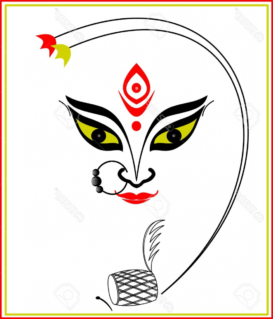 Durga Face Line Drawing