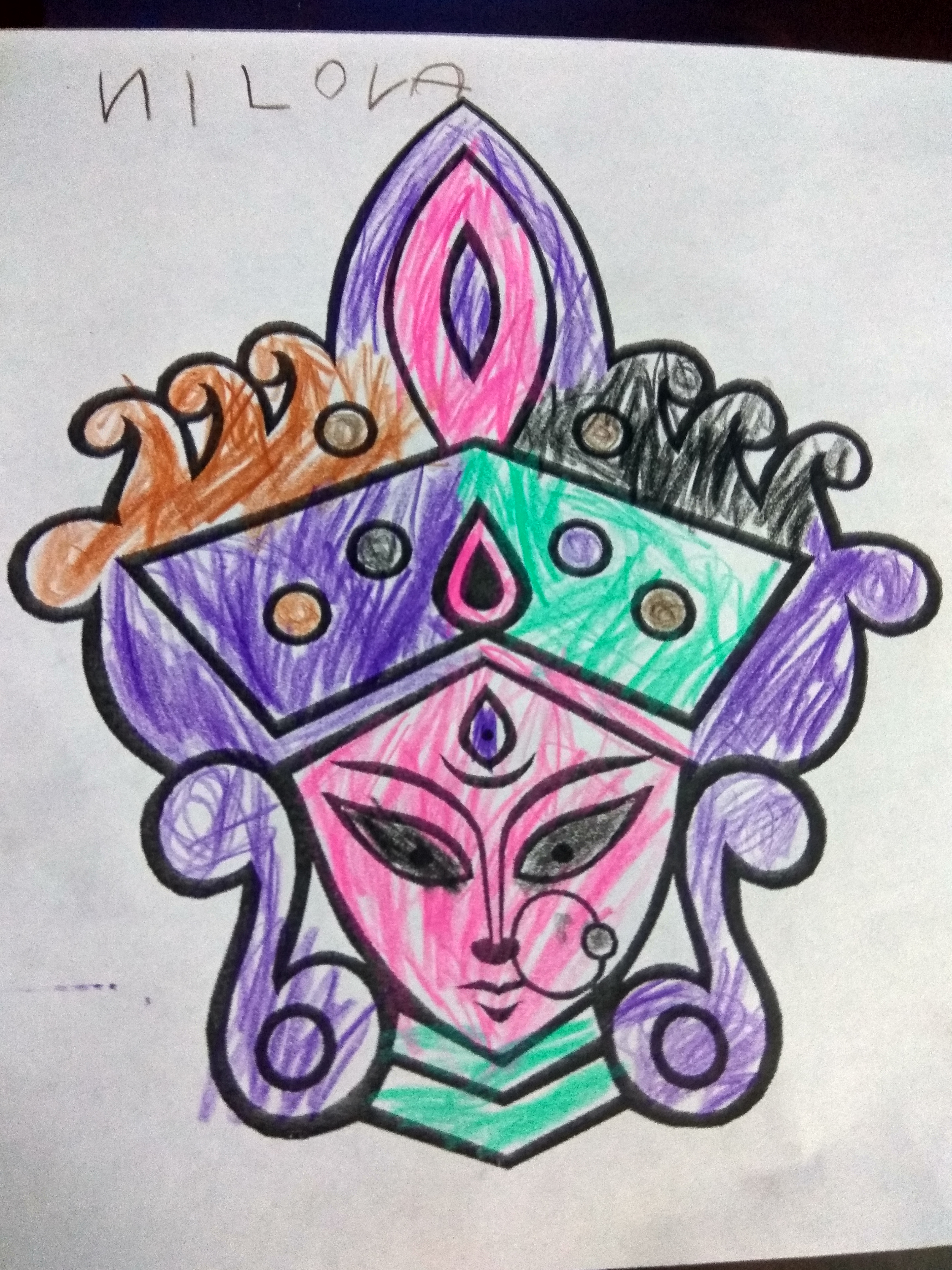 3456x4608 Maa Durga Sketch Coloring Pbel City Durgotsav 2017 - Durga Sketch