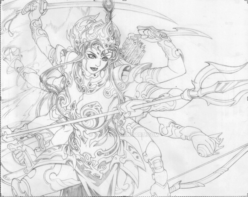 1003x796 Devi Durga Sketch Done During The Pujas Xd By Xong - Durga Sketch