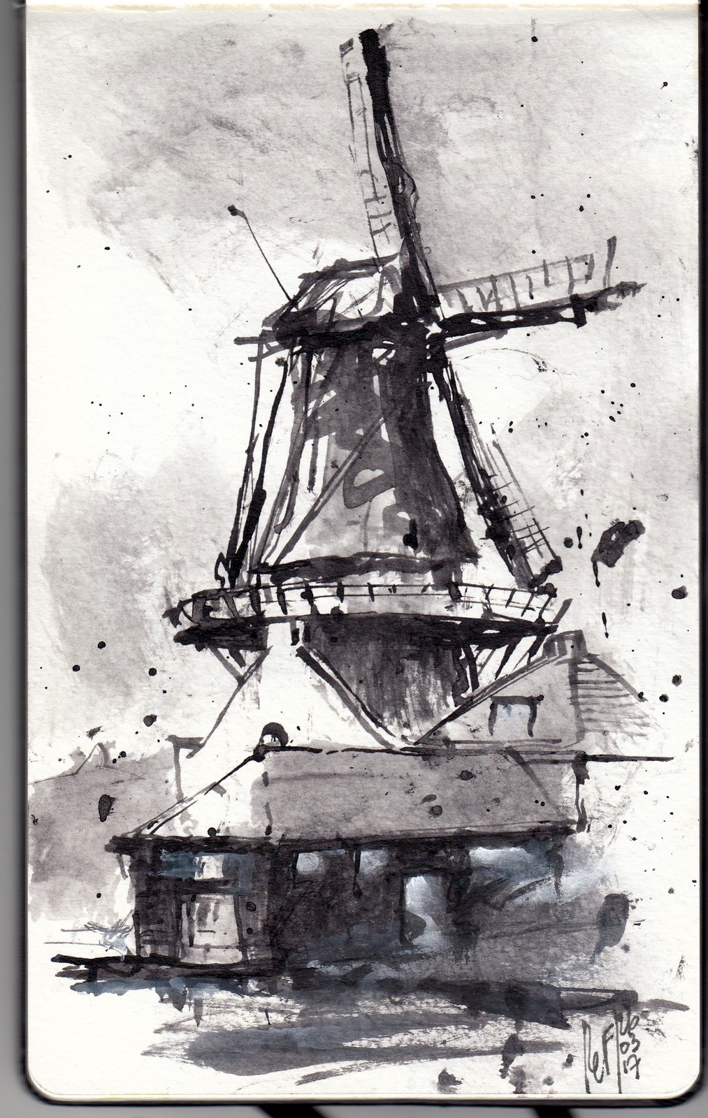 1013x1600 Rene Fijten Sketches Dutch Windmills - Dutch Windmill Sketch