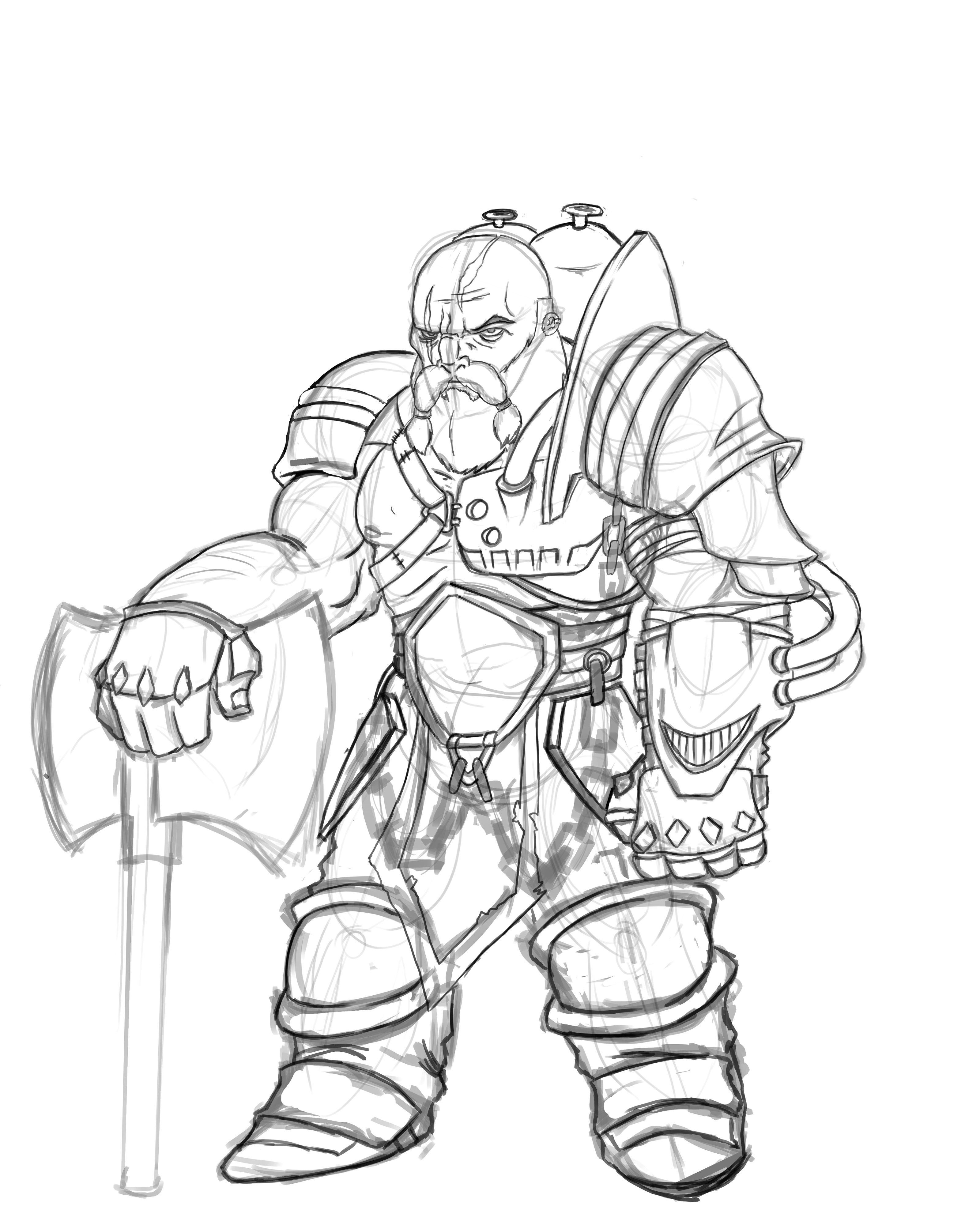 3200x4000 Dwarf Pyromancer Sketch By Dikkidirt On Newgrounds - Dwarf Sketch