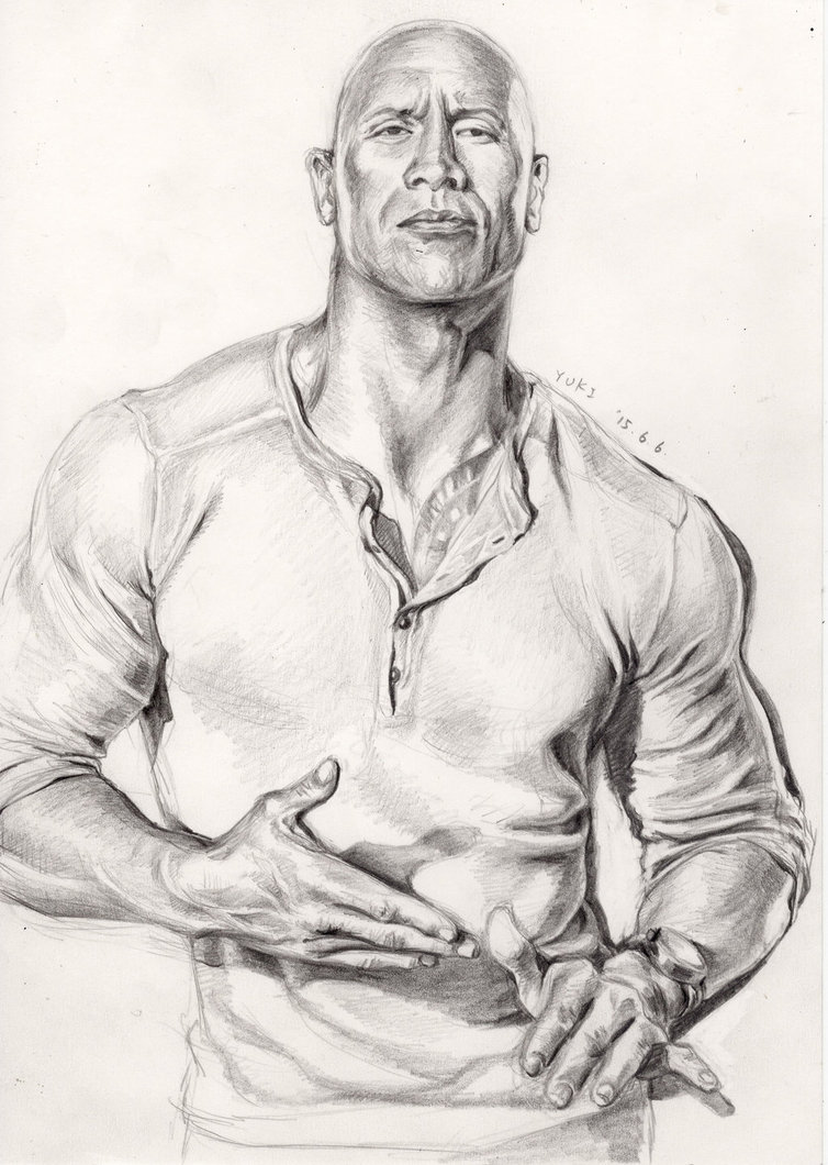 754x1060 Dwayne Johnson 5 By Yukikomiyamoto - Dwayne Johnson Sketch