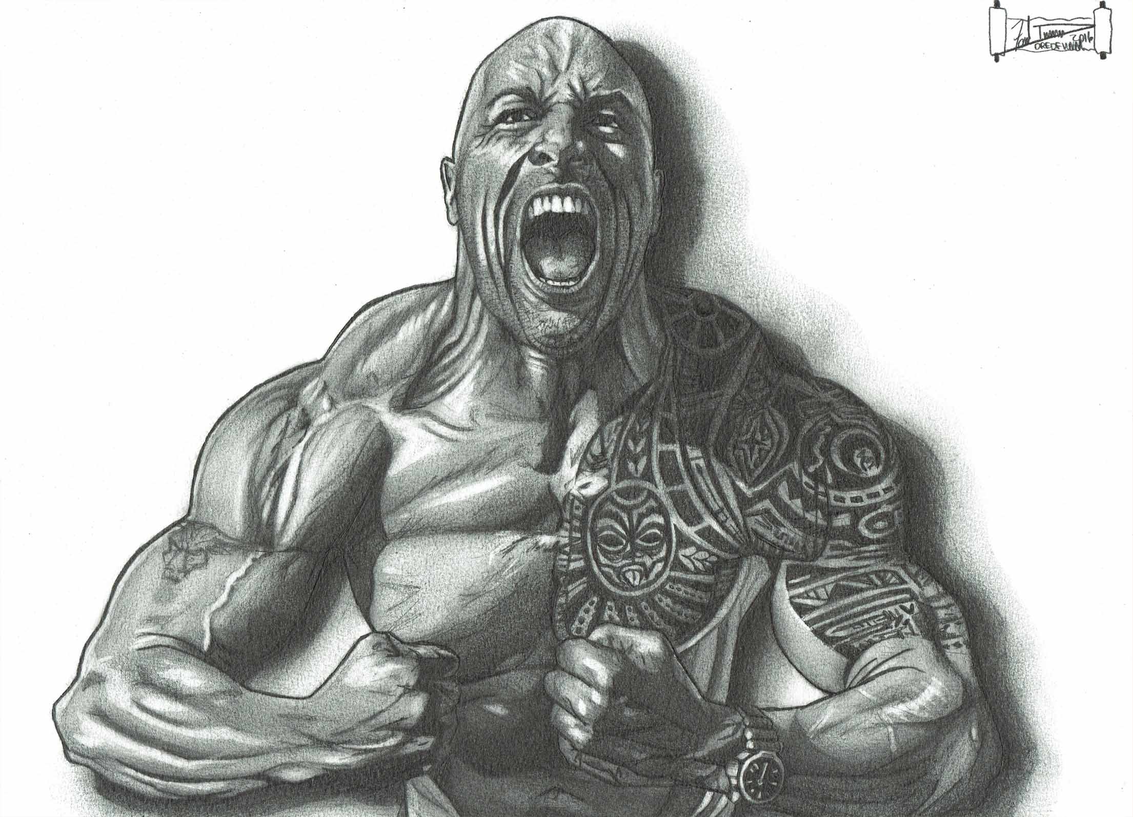 2210x1593 Dwayne The Rock Johnson A Dredfunn Mechanical Pencil Portrait - Dwayne Johnson Sketch