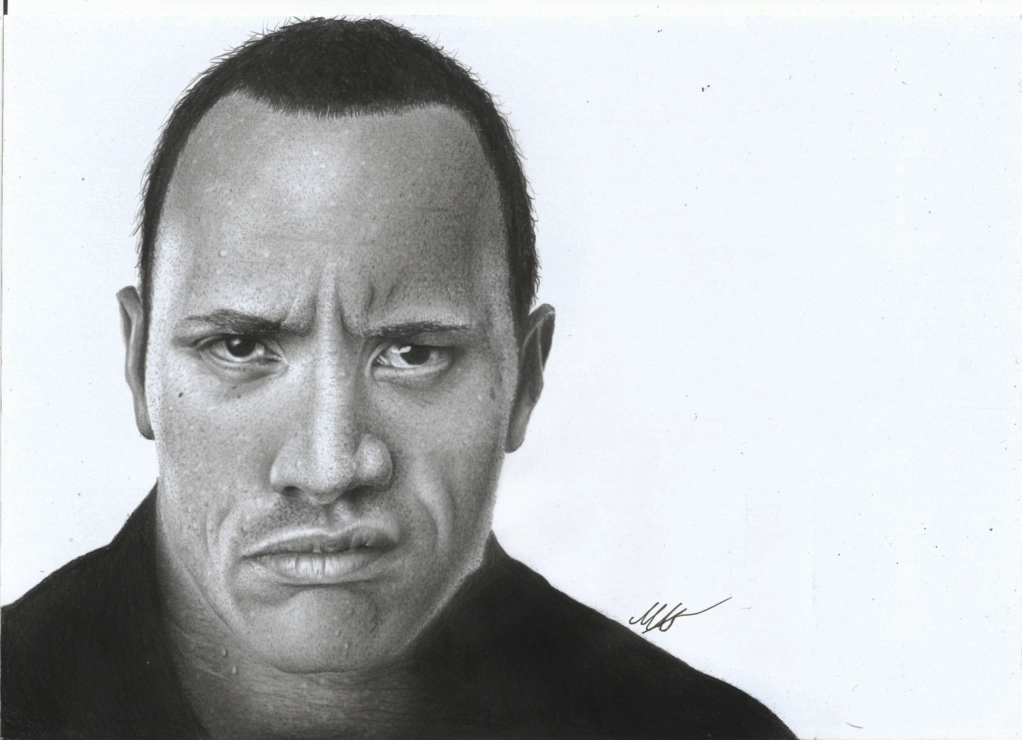 3507x2542 Dwayne The Rock Johnson Hyperrealistic Pencil Drawing ( Portrait - Dwayne Johnson Sketch