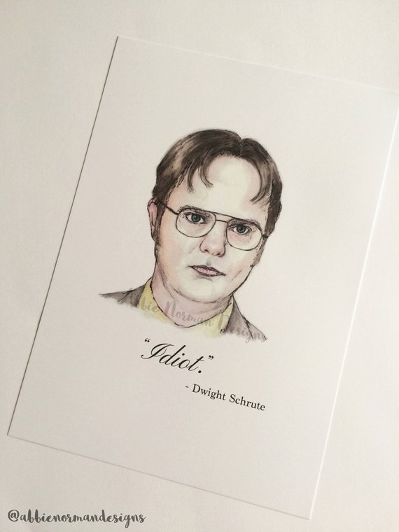 570x760 Dwight Schrute Quote Illustration Print Etsy - Dwight Schrute Sketch