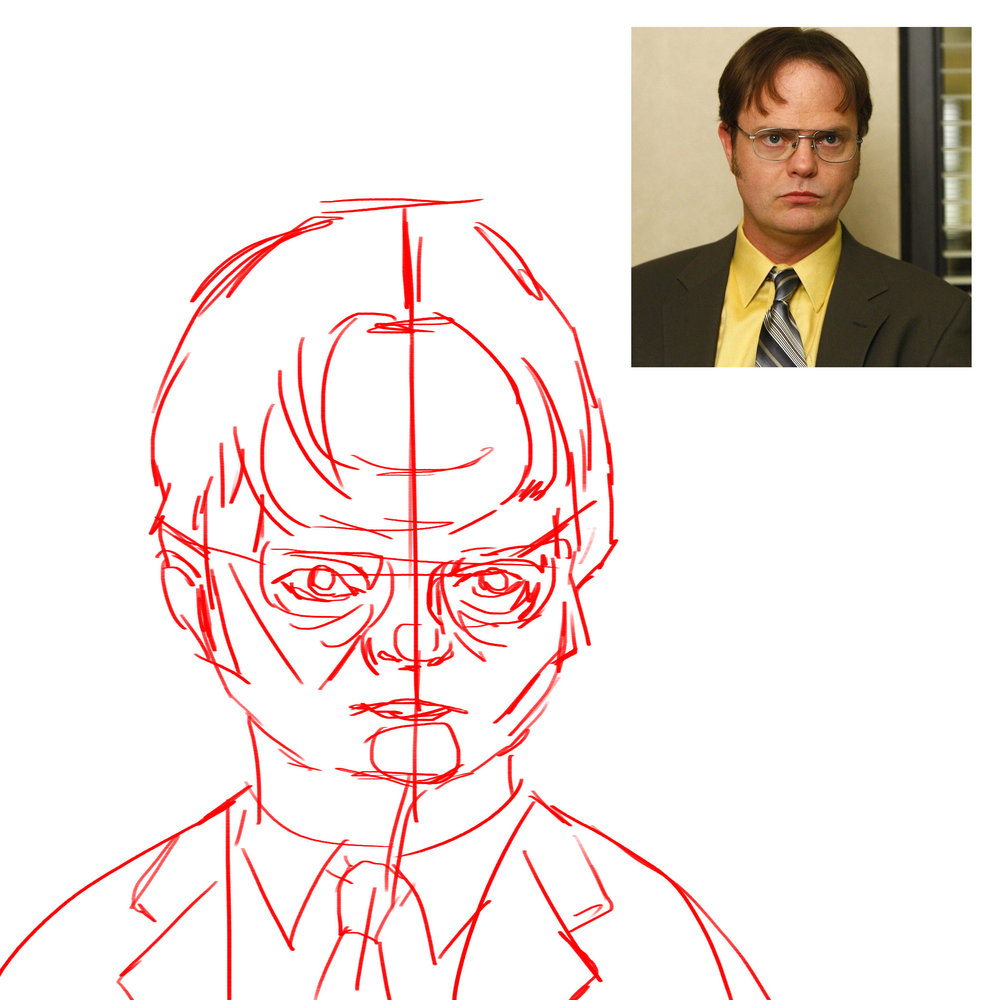 1000x1000 Photoshop Megan Yiu Illustration - Dwight Schrute Sketch