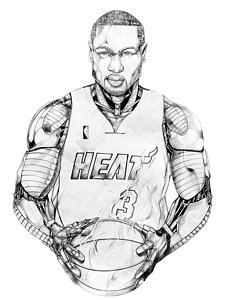 240x300 Wading Drawings - Dwyane Wade Sketch