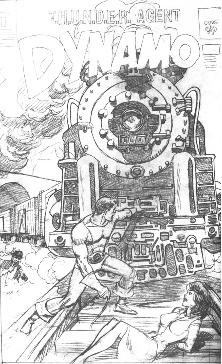 900x1477 Wally Wood Original Artwork - Dynamo Sketch