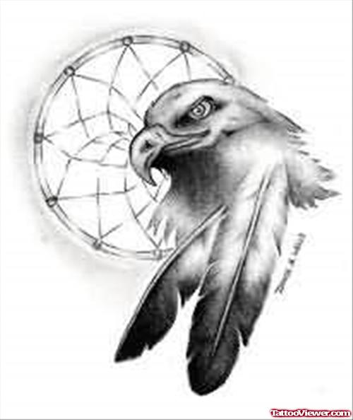 500x594 Eagle Face And Feather Tattoo Design Tattoo - Eagle Face Sketch