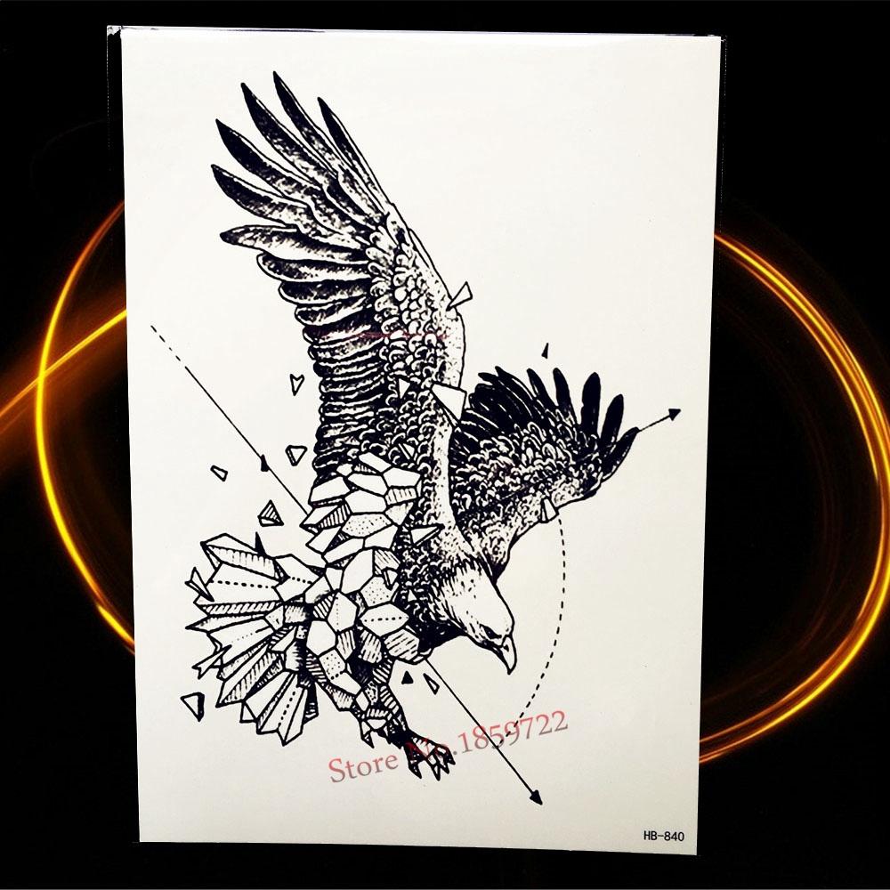 1000x1000 Flying Eagle Temporary Tattoo Black Sketch Waterproof Henna Tattoo - Eagle Sketch Tattoo