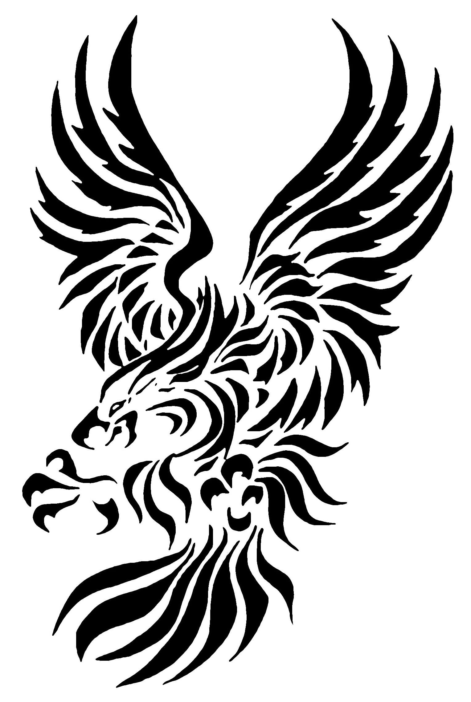 1528x2279 Tribal Flying Eagle Tattoo Sketch - Eagle Sketch Tattoo
