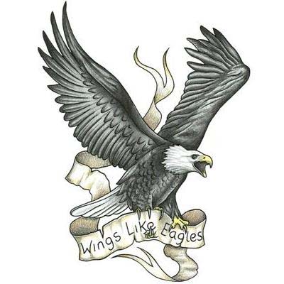 400x400 Flying Eagle Tattoo Design With Banner Wings Of Eagles Tatts - Eagle Tattoo Sketch