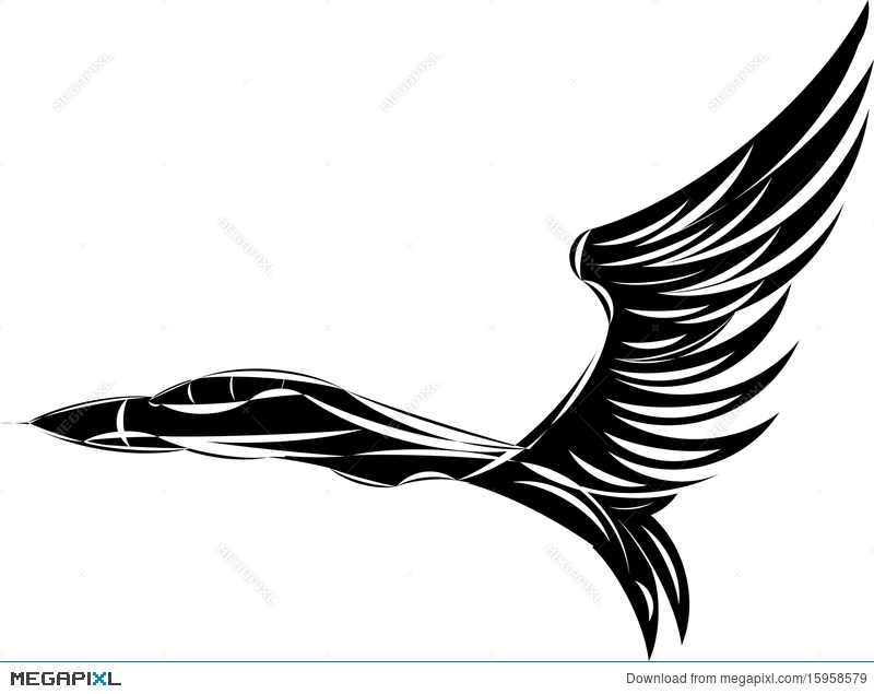 800x635 Vector Sketch Of Jet Fighter With Eagle Wings. Illustration - Eagle Wings Sketch