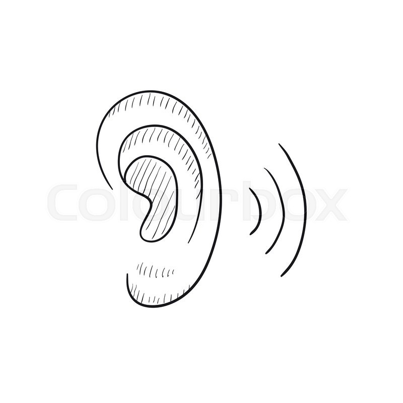 800x800 Human Ear Vector Sketch Icon Isolated On Background. Hand Drawn - Ear Sketch
