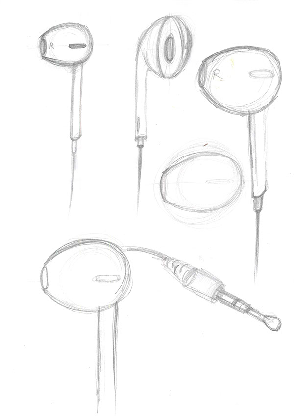 600x848 Ears, Earphones And User Scenarios On Student Show - Earphones Sketch