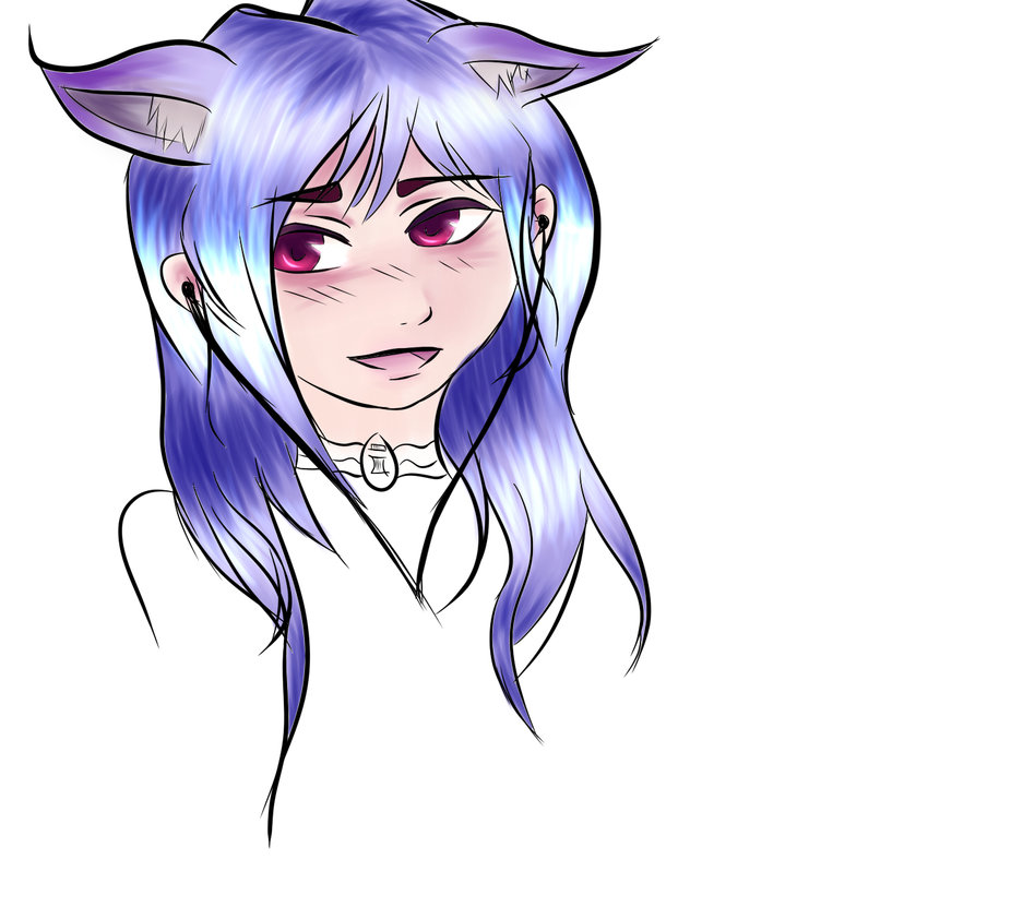 948x842 Neko With Earphones - Earphones Sketch