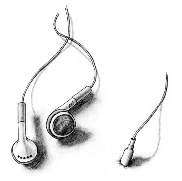 600x595 Small Headphones Tattoo Sketch Getting Ink Done - Earphones Sketch