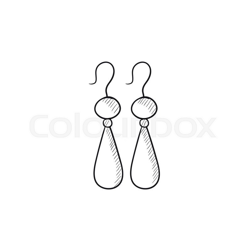 800x800 Pair Of Earrings Vector Sketch Icon Isolated On Background. Hand - Earring Sketch
