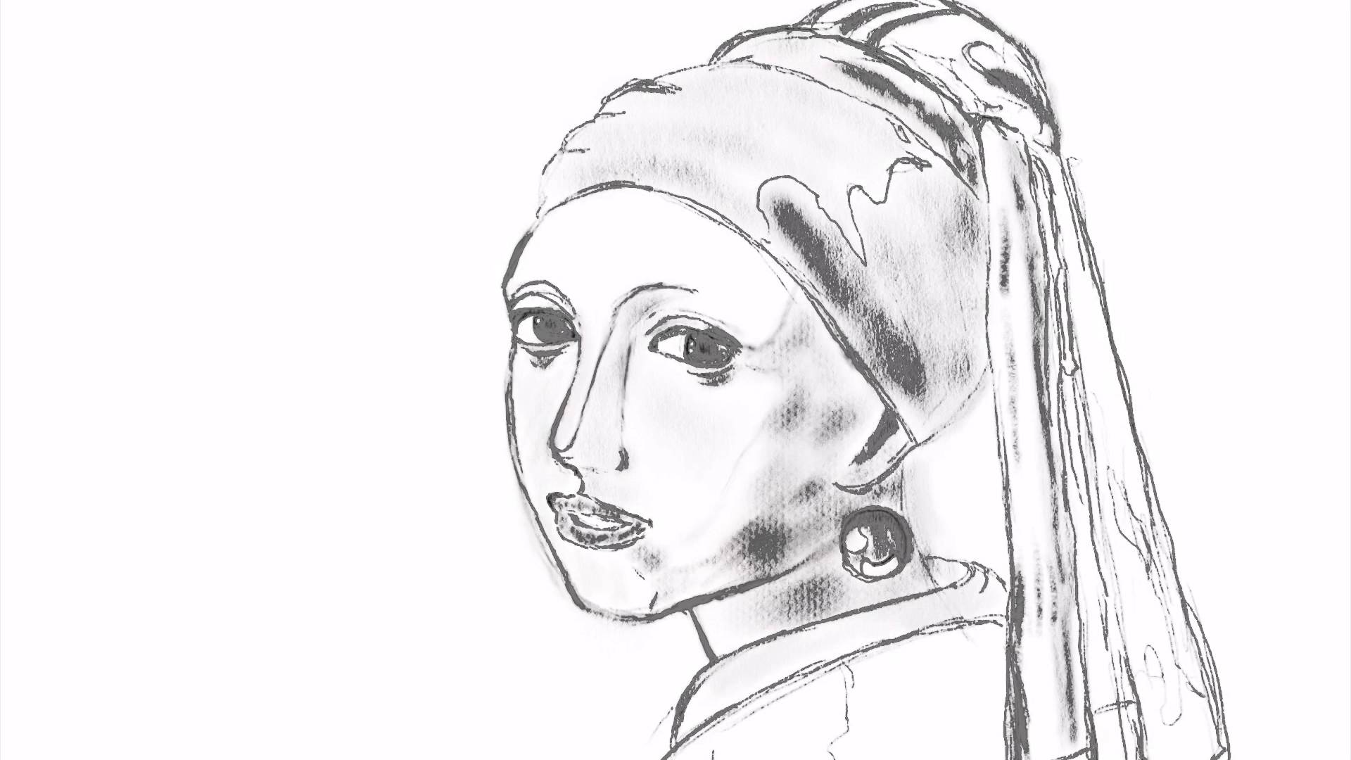 1920x1080 Ipadpro With Applepencil And Girl With A Pearl Earring Sketch - Earring Sketch