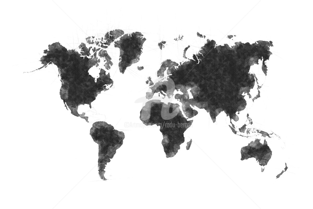 1200x800 World Map Black Sketch, Map Of The World, Wall Art (Radu Bercan) - Earth Map Sketch